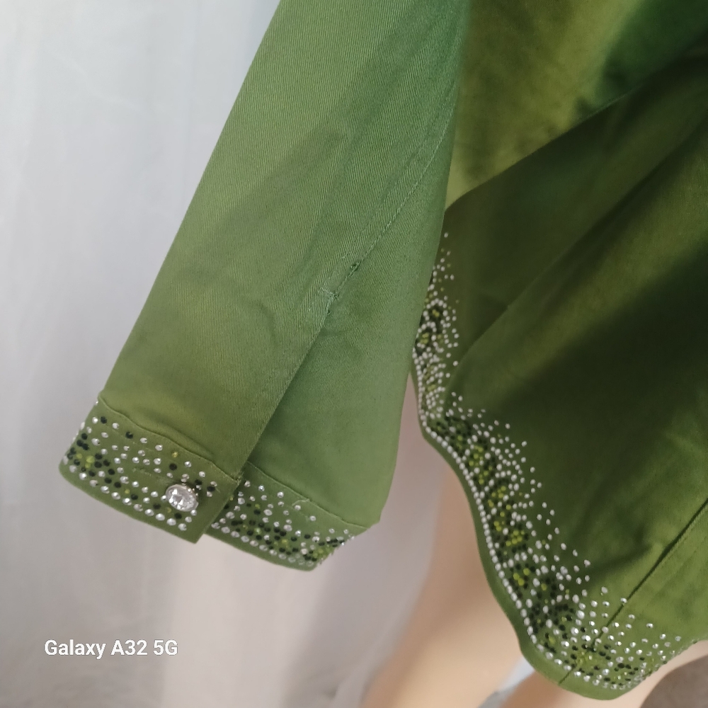 QUAKER FACTORY SIZE 3X Green Embellished Women's Jacket - Picture 9 of 13